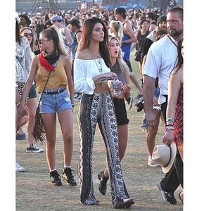 Kendall Jenner white black bell bottoms